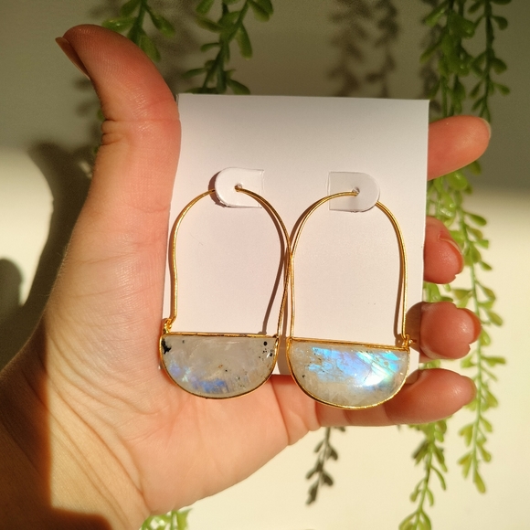 🌹The Quiet Luxury Collection🌹 Real Moonstone Gold Plated Earrings - Picture 13 of 17